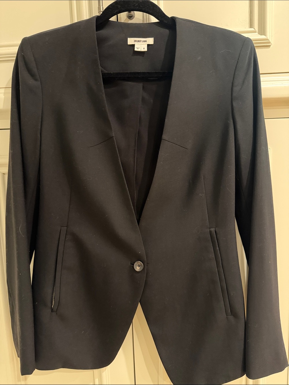 Helmut Lang Black Single-Button Tailored Blazer